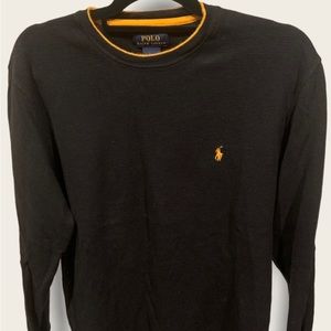 🏇 Polo Ralph Lauren black & gold men’s M waffle long sleeve. 100% cotton. Nice.